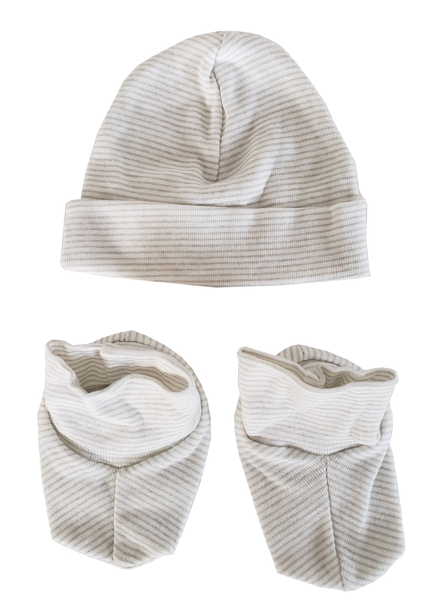 Baby Cap and Bootie Set 030.STRIPED.GREY