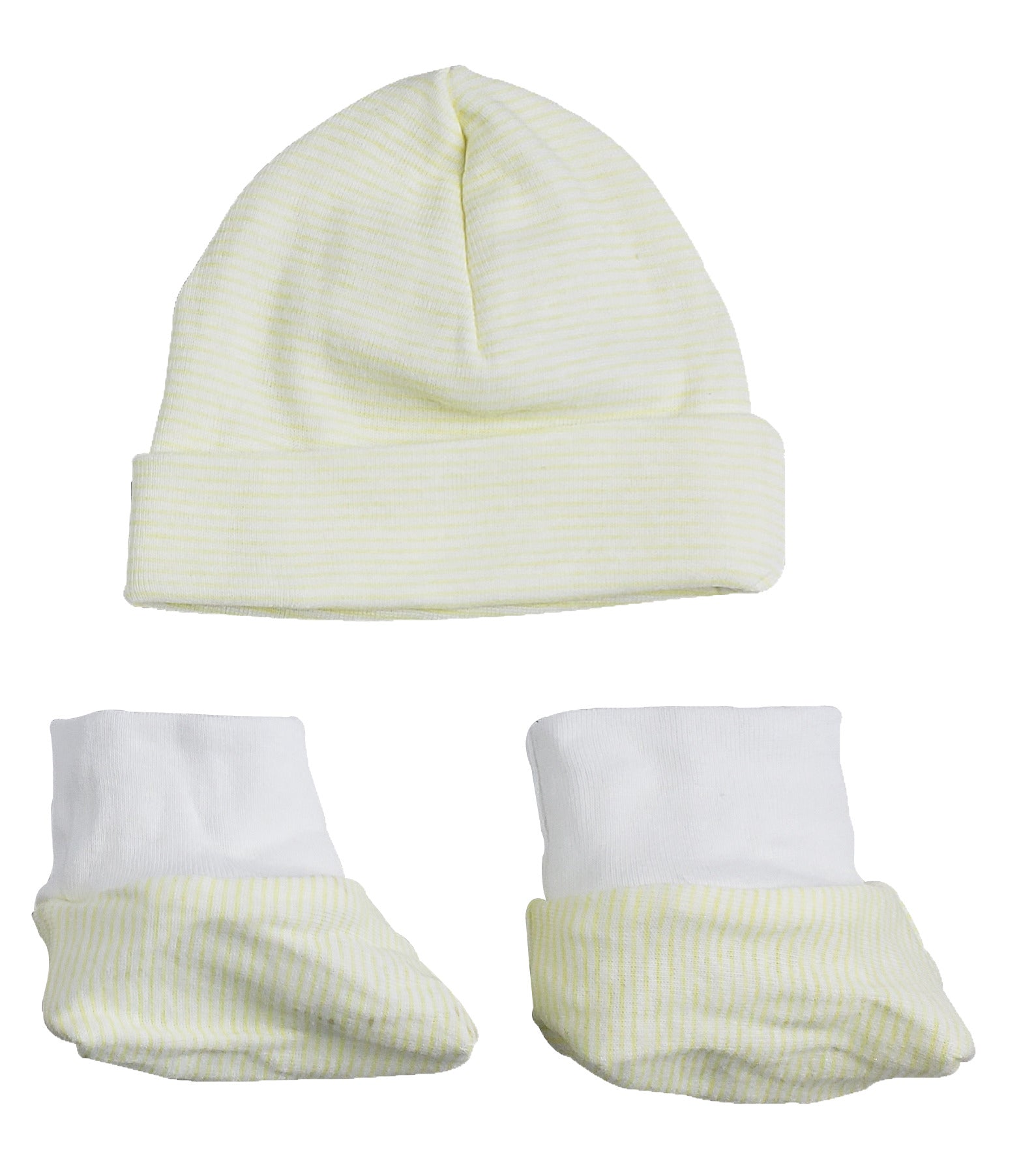 Baby Cap and Bootie Set 030.STRIPED.YELLOW