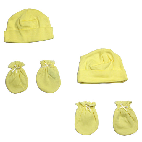 Unisex Baby Cap and Mittens 4 Piece Set LS_0054