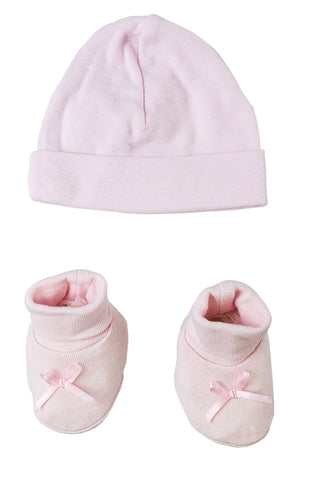 Preemie Baby Cap & Bootie Set - Pink 033PPINK