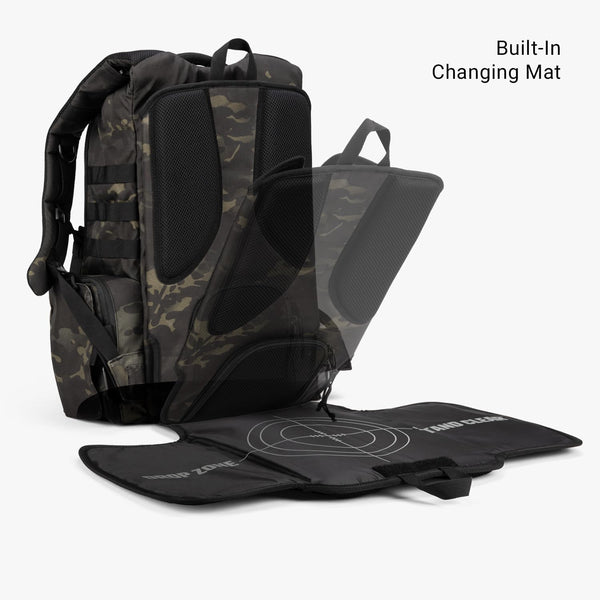 TBG - Mens Tactical Diaper Bag Backpack W/Built-In Changing Mat, Stroller Strap (Multicam Black 4Th Gen)