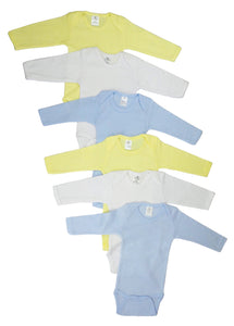 Boys Pastel Long Sleeve Onezie 6 Pack 100_100