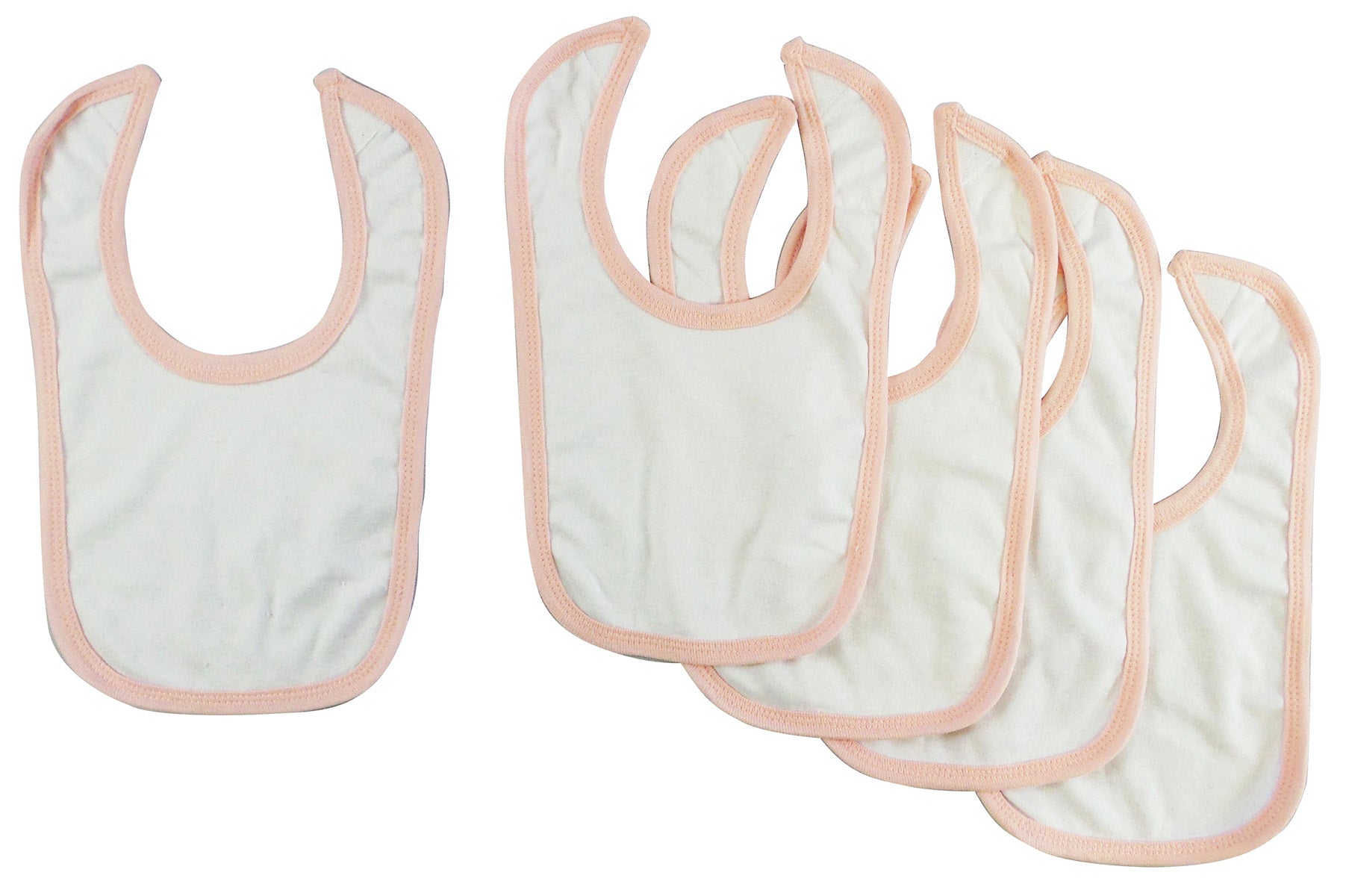 White Interlock Bib Pink Binding (Pack of 5) Pink.1023.5.Packs