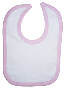 White Interlock Bib Pink Binding 1023WP