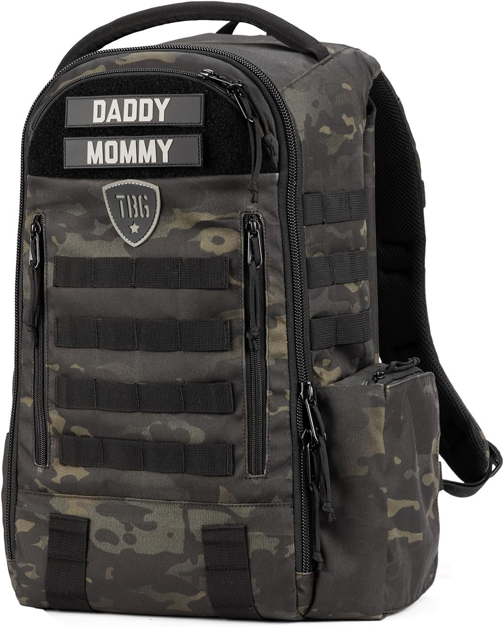 TBG - Mens Tactical Diaper Bag Backpack W/Built-In Changing Mat, Stroller Strap (Multicam Black 4Th Gen)