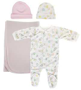 Girls Newborn Baby 4 Pc Layette Sets NC_0956