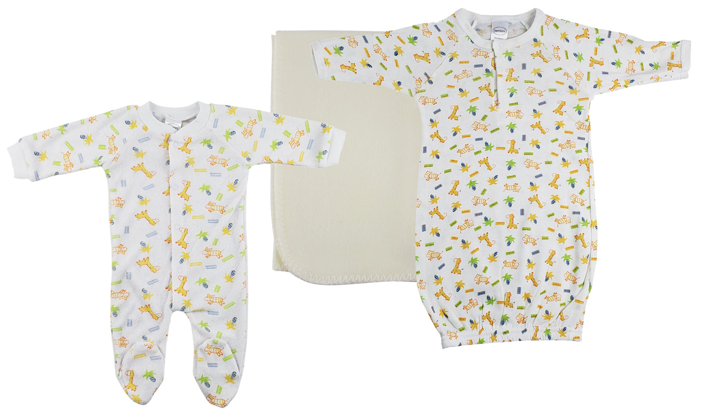 Unisex Newborn Baby 3 Pc Layette Sets NC_0974