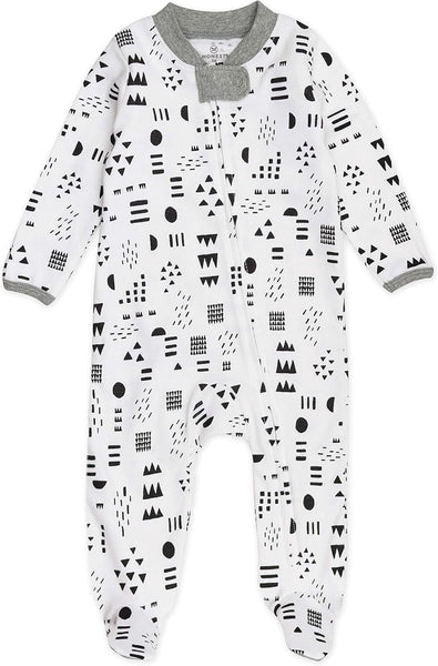 Sleep and Play Footed Pajamas One-Piece Sleeper Jumpsuit Zip-Front Pjs Organic Cotton for Baby Boys, Unisex