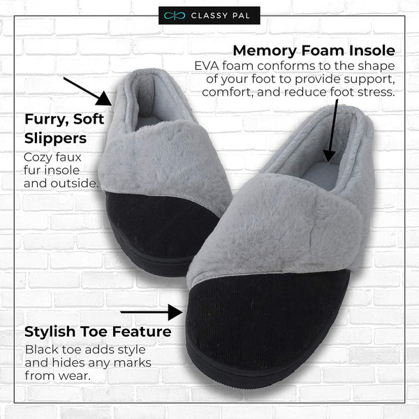 Diabetic Slippers for Women Memory Foam, Fuzzy Soft Wide Width Edema House Shoes for Swollen Feet