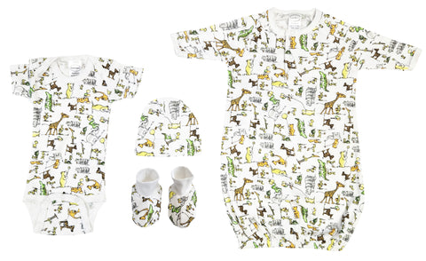 Unisex Newborn Baby 4 Pc Layette Sets NC_0581