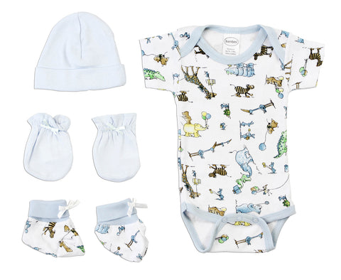 Newborn Baby Boys 4 Pc Layette Baby Shower Gift Set LS_0074