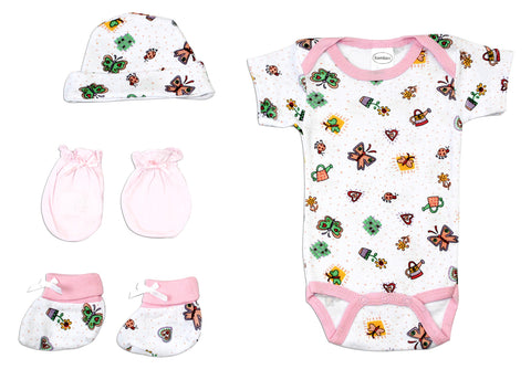 Newborn Baby Girls 4 Pc Layette Baby Shower Gift Set LS_0082