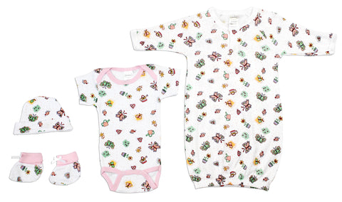 Newborn Baby Girls 4 Pc Layette Baby Shower Gift Set LS_0086