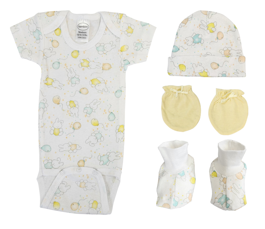 Unisex Newborn Baby 4 Pc Layette Sets NC_0650