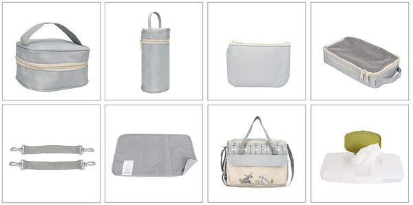 Soho Animals Diaper Tote Bag 10Pc, Rabbits Gray