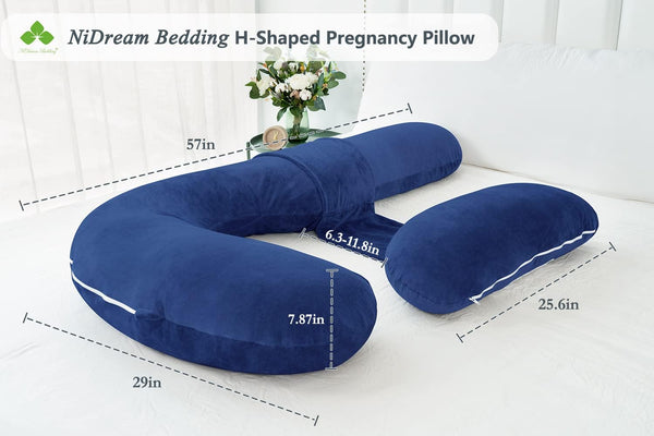 Pregnancy Pillow, Maternity Body Pillow for Pregnancy, H Shaped Pregnancy Pillows for Sleeping with Body Pillow Velvet Cover