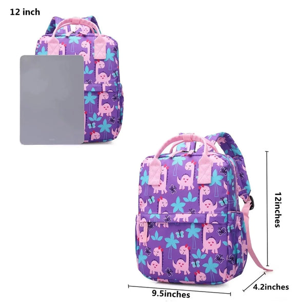 Cute Toddler Preschool Backpack Dinosaur Unicorn School Book Bag for Girls, Boys, Kids, Kindergarten Nursery Travel Bag with Chest Strap(Purple Dinosaur)