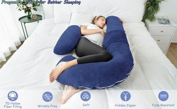 Pregnancy Pillow, Maternity Body Pillow for Pregnancy, H Shaped Pregnancy Pillows for Sleeping with Body Pillow Velvet Cover