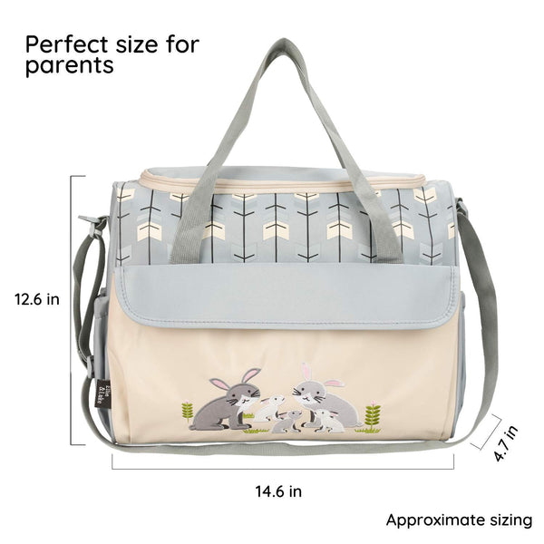 Soho Animals Diaper Tote Bag 10Pc, Rabbits Gray