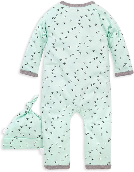 Baby Boy'S Romper Jumpsuit, 100% Organic Cotton One-Piece Short Shortall, Long Sleeve Coverall, Tweet Feet, 9 Months