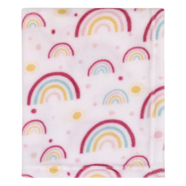 Plush Baby Blanket, Rainbows, 30" X 36", Pink, Infant Girl