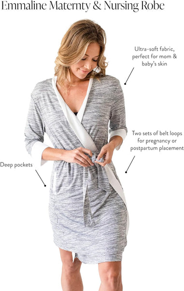 Emmaline Maternity & Nursing Robe Hospital Bag/Delivery Essential