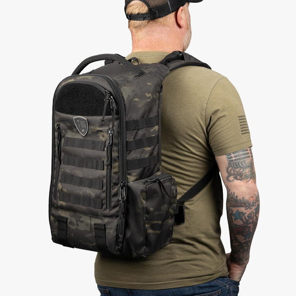 TBG - Mens Tactical Diaper Bag Backpack W/Built-In Changing Mat, Stroller Strap (Multicam Black 4Th Gen)