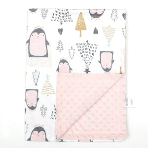 Baby Blanket for Boys Girls Baby Blankets Newborn,Super Soft Comfy,Patterned Minky with Double Layer,Dotted Backing, 30 X 40 Inch,Cute Penguin