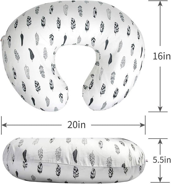 Nursing Pillow Cover Slipcover,100% Organic Cotton,Soft and Comfortable,Feathers Design,Maternity Breastfeeding Newborn Infant Feeding Cushion Cover, ZT01