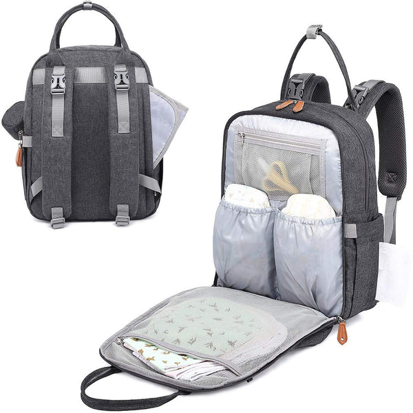 Baby Diaper Bag Backpack, Waterproof Travel Bag, Unisex, Dark Gray