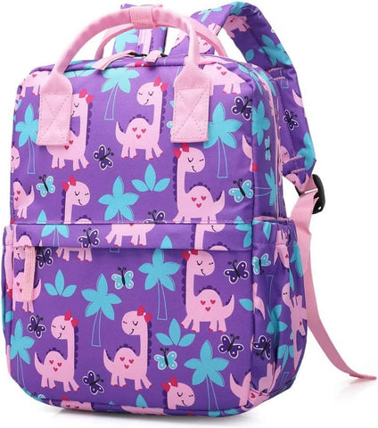 Cute Toddler Preschool Backpack Dinosaur Unicorn School Book Bag for Girls, Boys, Kids, Kindergarten Nursery Travel Bag with Chest Strap(Purple Dinosaur)