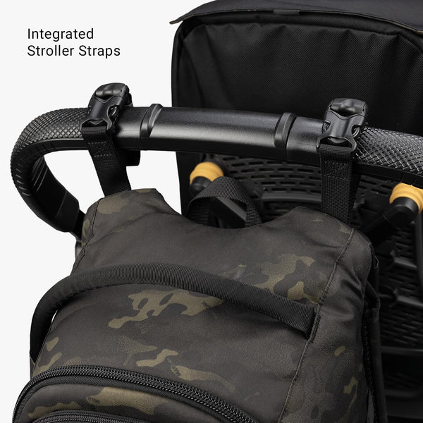 TBG - Mens Tactical Diaper Bag Backpack W/Built-In Changing Mat, Stroller Strap (Multicam Black 4Th Gen)