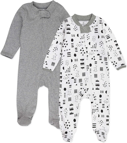 Sleep and Play Footed Pajamas One-Piece Sleeper Jumpsuit Zip-Front Pjs Organic Cotton for Baby Boys, Unisex