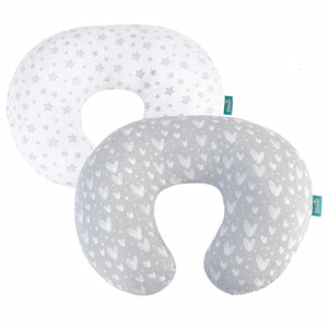 Nursing Pillow Cover 2 Pack Compatible with Boppy Pillow, 100% Jersey Cotton with Large Zipper Super Soft & Breathable & Skin Friendly for Moms/Kids, Grey & White