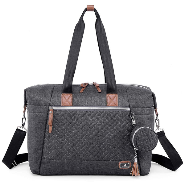 Diaper Bag Tote with Pacifier Case and Changing Pad, Large Travel Diaper Tote for Mom and Dad, Multifunction Baby Bag for Boys and Girls, Dark Grey