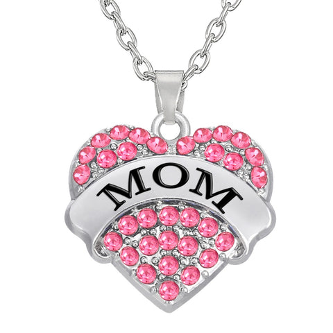 My Shape Fashion Pink Big Litter Sister Mom Crystal Heart Necklace & Pendants Mother Daughter Jewelry for Family Gifts 1PCS