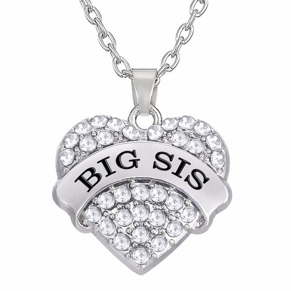 My Shape Fashion Pink Big Litter Sister Mom Crystal Heart Necklace & Pendants Mother Daughter Jewelry for Family Gifts 1PCS