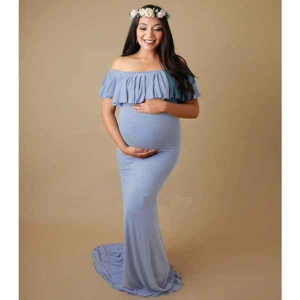 Shoulderless Maternity Dresses For Photo Shoot Maternity Photography Props Pregnancy Dress Photography Maxi Dress Gown Pregnant