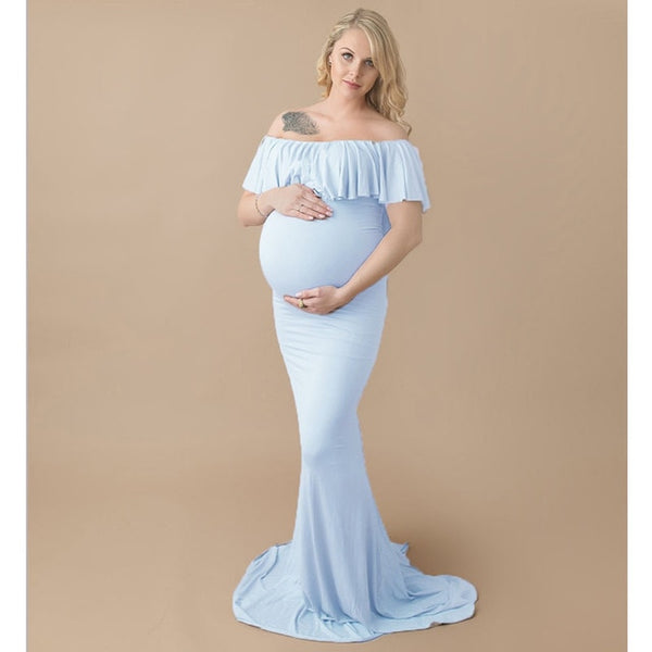 Shoulderless Maternity Dresses For Photo Shoot Maternity Photography Props Pregnancy Dress Photography Maxi Dress Gown Pregnant