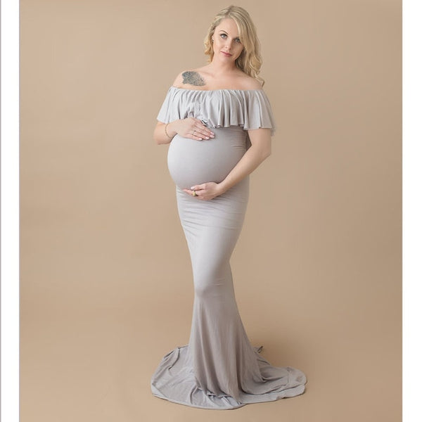 Shoulderless Maternity Dresses For Photo Shoot Maternity Photography Props Pregnancy Dress Photography Maxi Dress Gown Pregnant