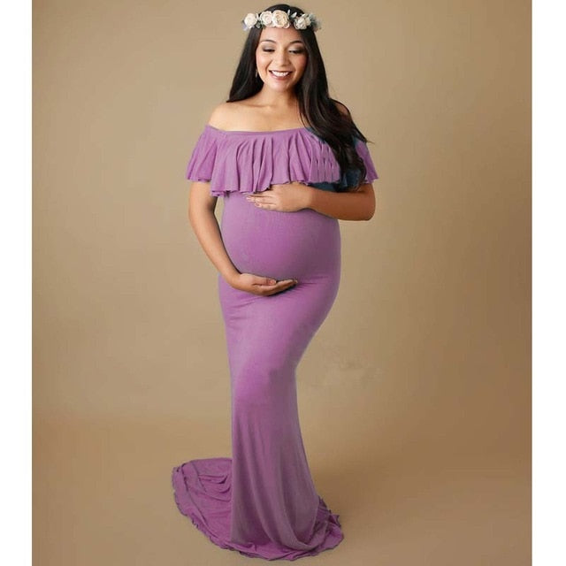 Shoulderless Maternity Dresses For Photo Shoot Maternity Photography Props Pregnancy Dress Photography Maxi Dress Gown Pregnant