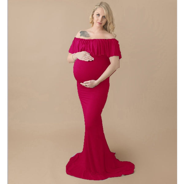 Shoulderless Maternity Dresses For Photo Shoot Maternity Photography Props Pregnancy Dress Photography Maxi Dress Gown Pregnant